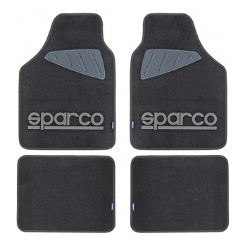 Ковры автомобильные SPARCO серия "Classic", ковролиновые, чёрный/серый