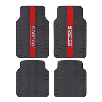 Ковры автомобильные SPARCO серия "Racing", эластичный ПВХ, морозоустойчивые, чёрный/красный