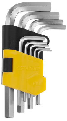 Набор STAYER Ключи "MASTER" имбусовые короткие, Cr-V, сатинированное покрытие, пластик. держатель, HEX 1,5-10мм, 9 пред
