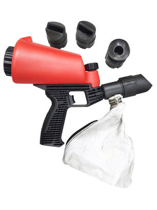 Пескоструйный пистолет со встроенной емкостью для песка (1л) и резиновыми насадками (4шт)